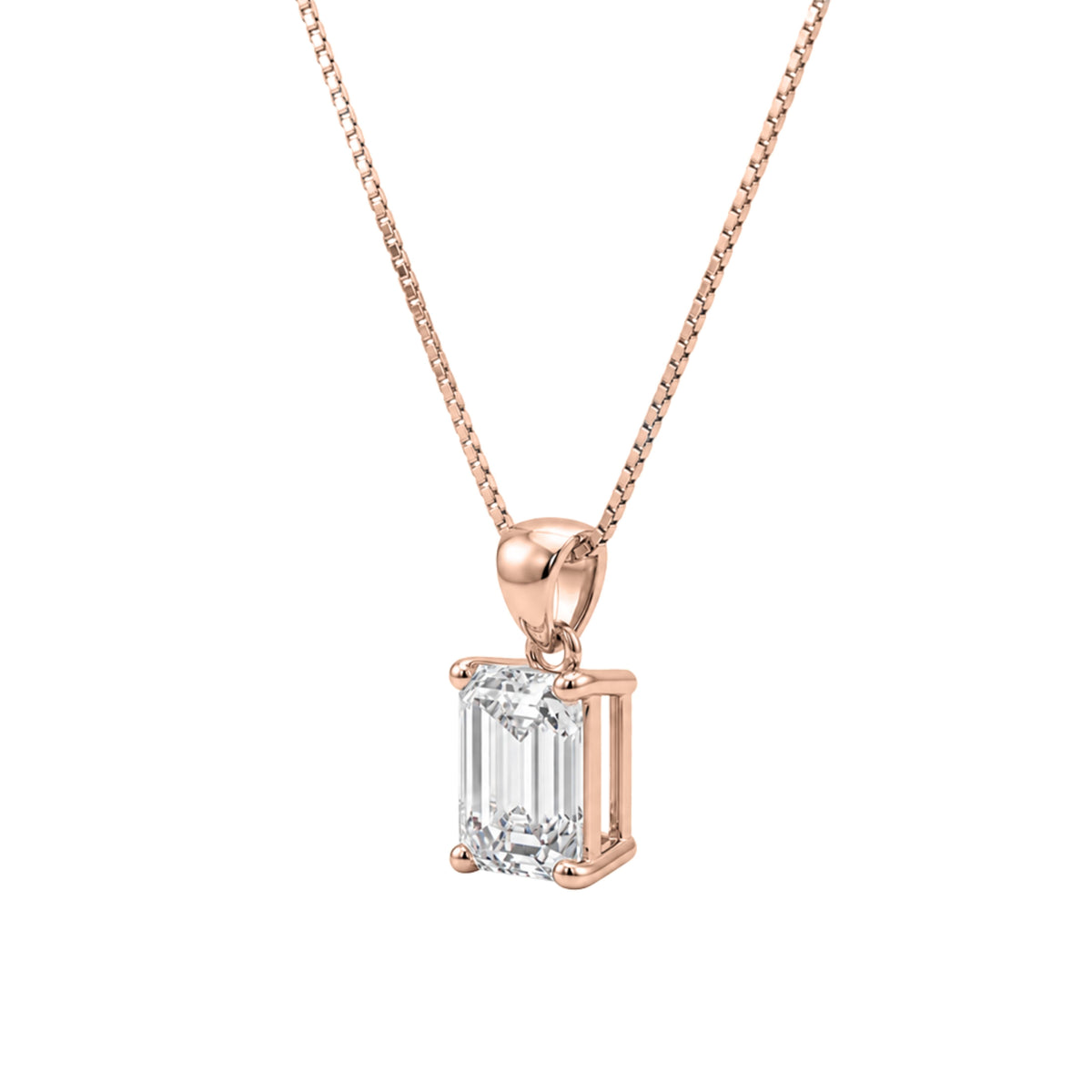 Lab-Grown Diamond Emerald-Cut Solitaire Pendant Necklace in 14K White Gold or 14K Yellow Gold
