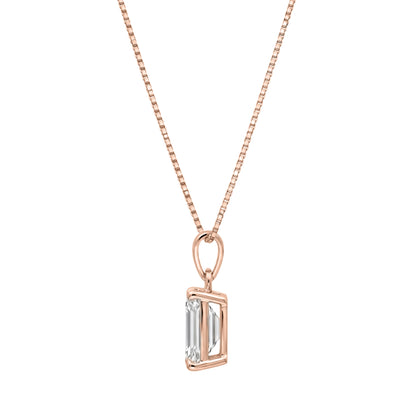 Lab-Grown Diamond Emerald-Cut Solitaire Pendant Necklace in 14K White Gold or 14K Yellow Gold