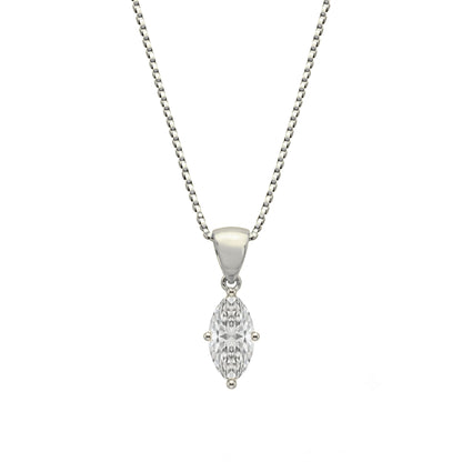 Lab-Grown Diamond Marquise Solitaire Pendant Necklace in 14K White Gold or 14K Yellow Gold