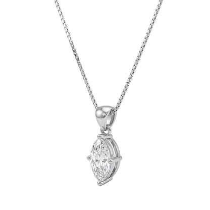 Lab-Grown Diamond Marquise Solitaire Pendant Necklace in 14K White Gold or 14K Yellow Gold