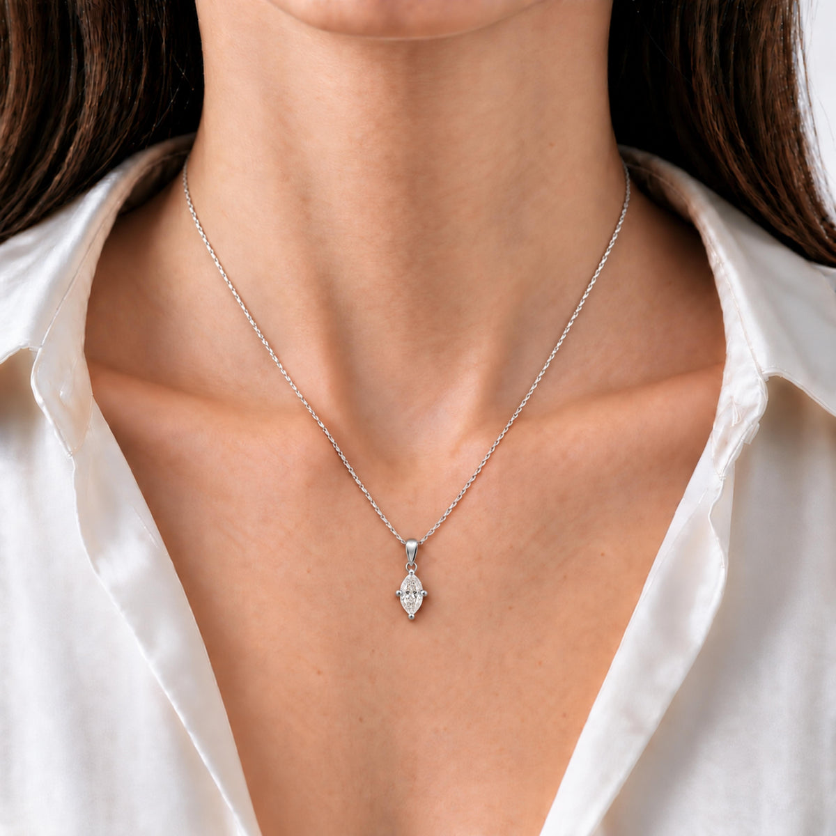 Lab-Grown Diamond Solitaire Pendant Necklace in 14K White Gold or 14K Yellow Gold