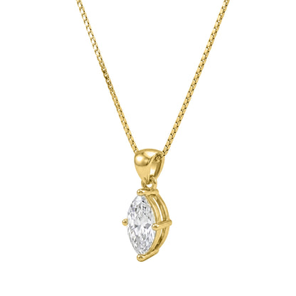 Lab-Grown Diamond Marquise Solitaire Pendant Necklace in 14K White Gold or 14K Yellow Gold