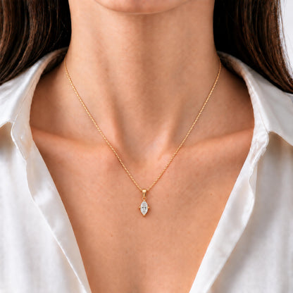 Lab-Grown Diamond Marquise Solitaire Pendant Necklace in 14K White Gold or 14K Yellow Gold