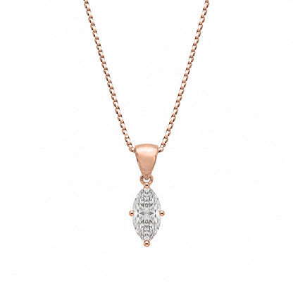 Lab-Grown Diamond Marquise Solitaire Pendant Necklace in 14K White Gold or 14K Yellow Gold