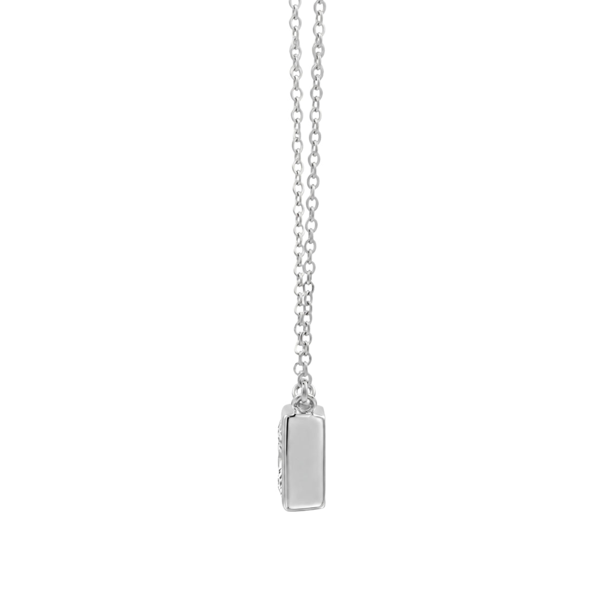 Lab-Grown Diamond Princess Solitaire Bezel Pendant Necklace in 14K White Gold or 14K Yellow Gold