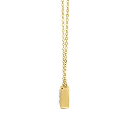 Lab-Grown Diamond Princess Solitaire Bezel Pendant Necklace in 14K White Gold or 14K Yellow Gold