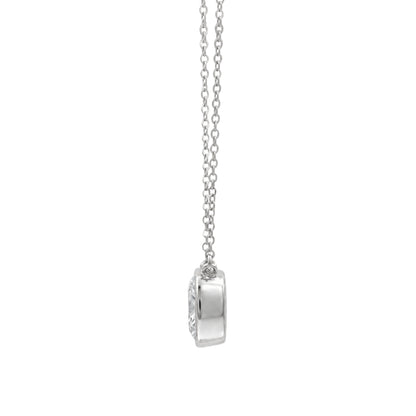 Lab-Grown Diamond Cushion Solitaire Bezel Pendant Necklace in 14K White Gold or 14K Yellow Gold