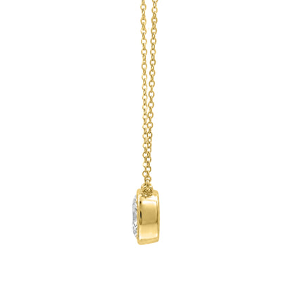 Lab-Grown Diamond Cushion Solitaire Bezel Pendant Necklace in 14K White Gold or 14K Yellow Gold