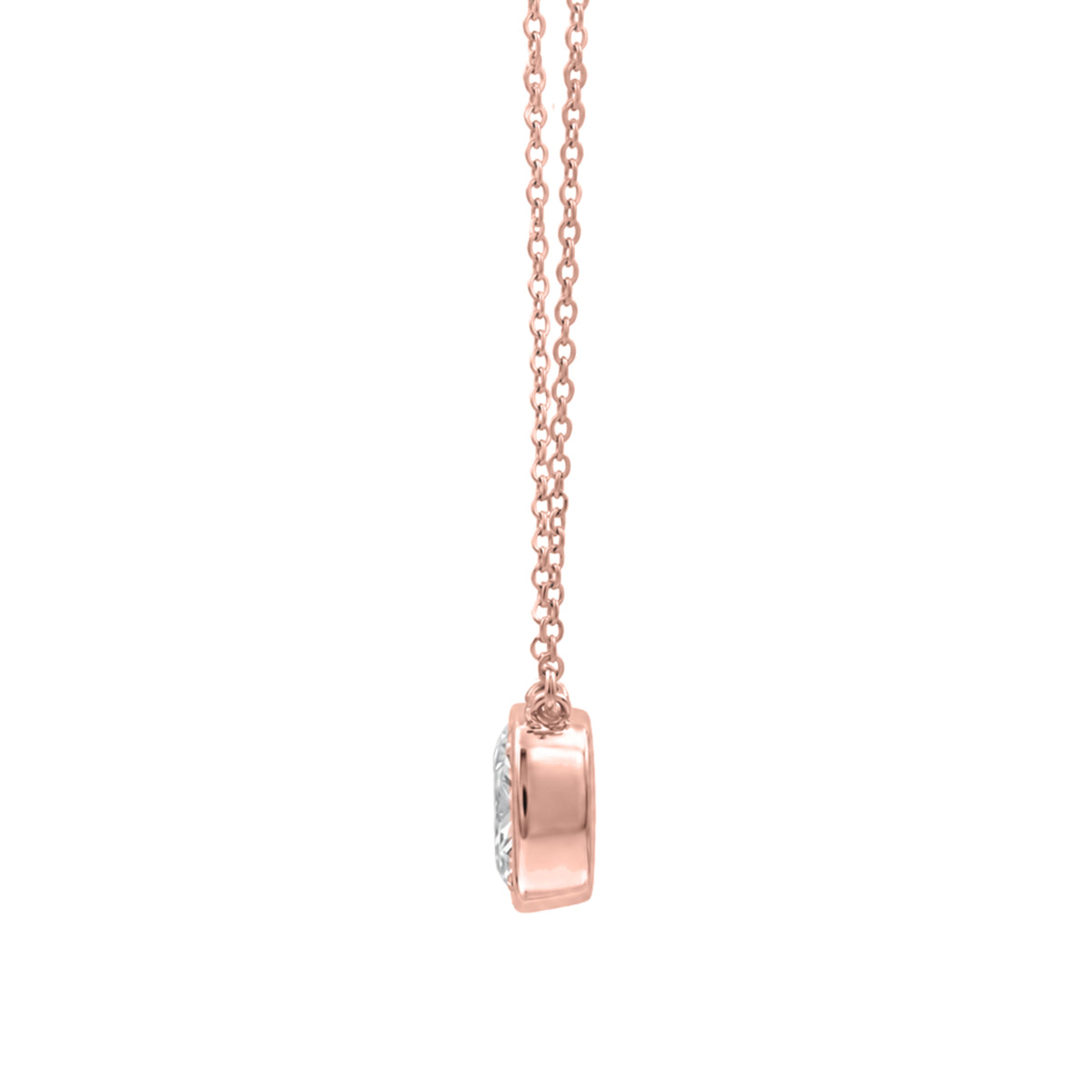 Lab-Grown Diamond Cushion Solitaire Bezel Pendant Necklace in 14K White Gold or 14K Yellow Gold
