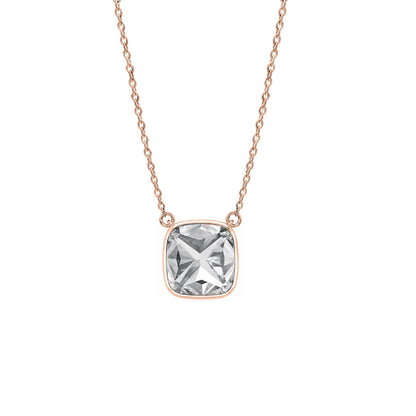 Lab-Grown Diamond Cushion Solitaire Bezel Pendant Necklace in 14K White Gold or 14K Yellow Gold