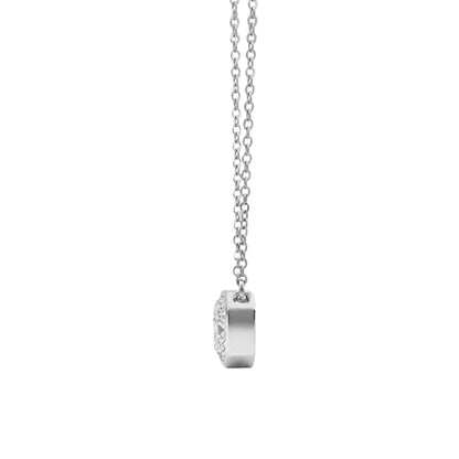 Lab-Grown Diamond Radiant Solitaire Bezel Pendant Necklace in 14K White Gold or 14K Yellow Gold