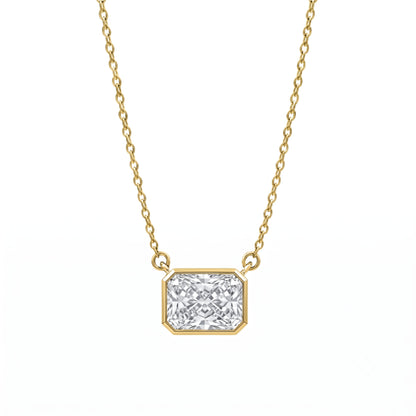 Lab-Grown Diamond Radiant Solitaire Bezel Pendant Necklace in 14K White Gold or 14K Yellow Gold