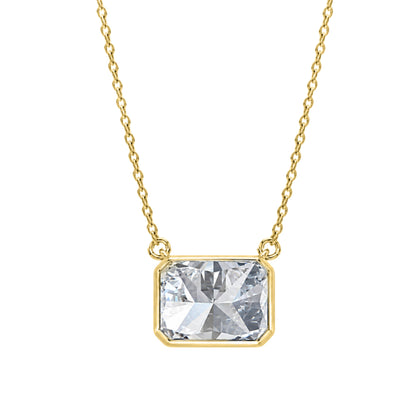 Lab-Grown Diamond Radiant Solitaire Bezel Pendant Necklace in 14K White Gold or 14K Yellow Gold
