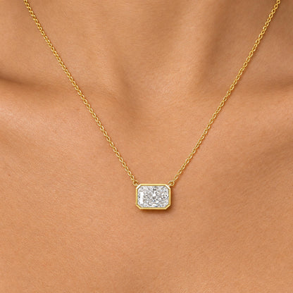 Lab-Grown Diamond Radiant Solitaire Bezel Pendant Necklace in 14K White Gold or 14K Yellow Gold