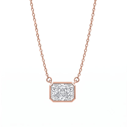 Lab-Grown Diamond Radiant Solitaire Bezel Pendant Necklace in 14K White Gold or 14K Yellow Gold