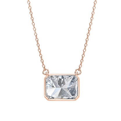 Lab-Grown Diamond Radiant Solitaire Bezel Pendant Necklace in 14K White Gold or 14K Yellow Gold
