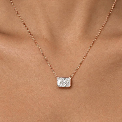 Lab-Grown Diamond Radiant Solitaire Bezel Pendant Necklace in 14K White Gold or 14K Yellow Gold