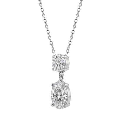 Lab-Grown Diamond Round-Oval 2 Stone Pendant in 14K White Gold or 14K Yellow Gold