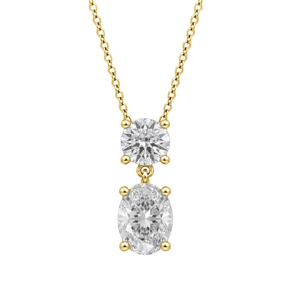 Lab-Grown Diamond Two-Stone Drop Pendant Necklace in 14K White Gold or 14K Yellow Gold