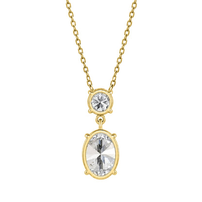 Lab-Grown Diamond Round-Oval 2 Stone Pendant in 14K White Gold or 14K Yellow Gold