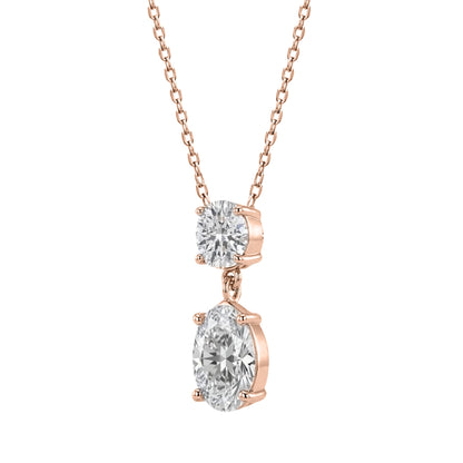 Lab-Grown Diamond Two-Stone Drop Pendant Necklace in 14K White Gold or 14K Yellow Gold