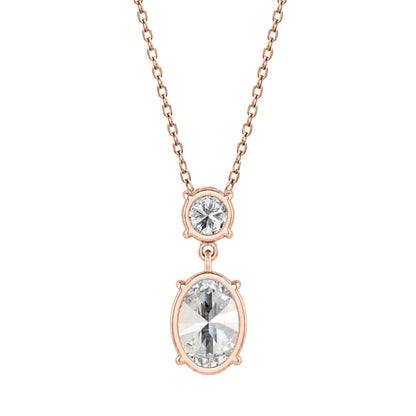 Lab-Grown Diamond Round-Oval 2 Stone Pendant in 14K White Gold or 14K Yellow Gold