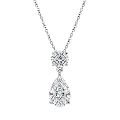 Lab-Grown Diamond Two-Stone Drop Pendant Necklace in 14K White Gold or 14K Yellow Gold