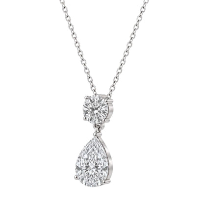 Lab-Grown Diamond Two-Stone Drop Pendant Necklace in 14K White Gold or 14K Yellow Gold