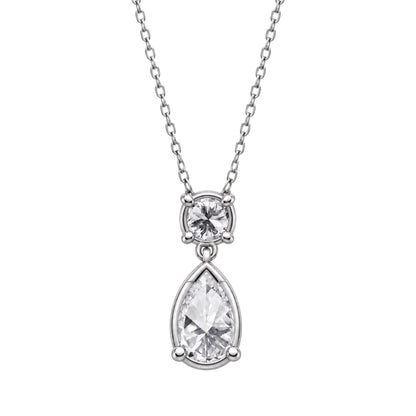 Lab-Grown Diamond Round-Pear 2 Stone Pendant in 14K White Gold or 14K Yellow Gold