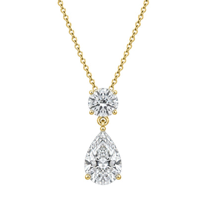 Lab-Grown Diamond Two-Stone Drop Pendant Necklace in 14K White Gold or 14K Yellow Gold