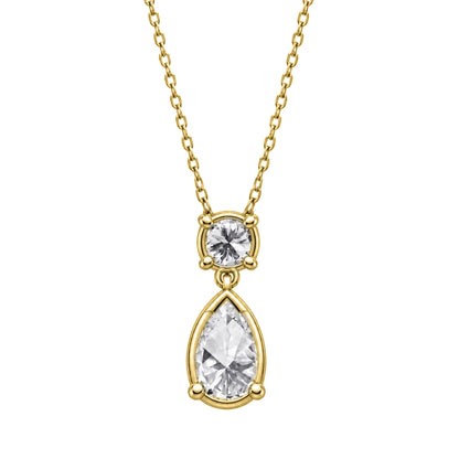 Lab-Grown Diamond Two-Stone Drop Pendant Necklace in 14K White Gold or 14K Yellow Gold