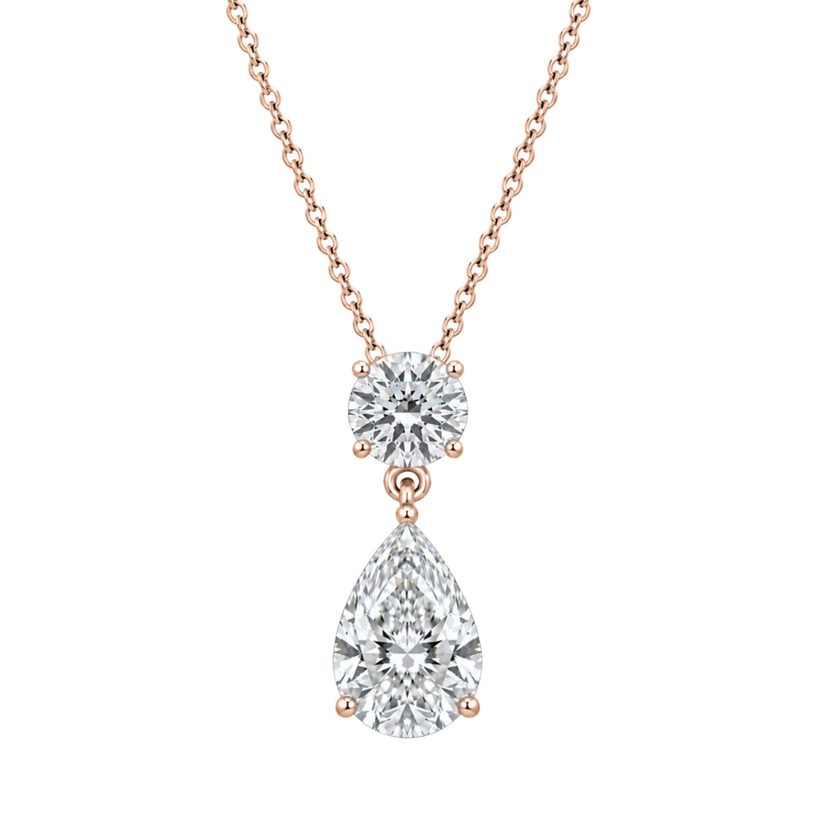 Lab-Grown Diamond Two-Stone Drop Pendant Necklace in 14K White Gold or 14K Yellow Gold