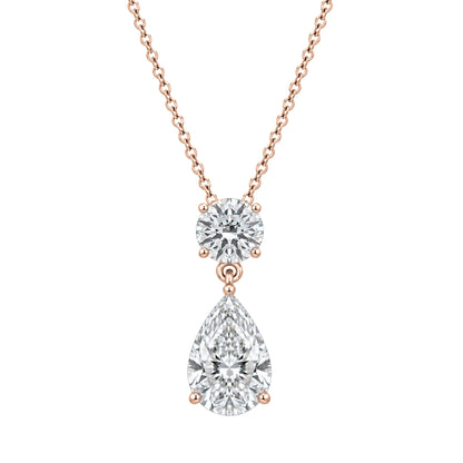 Lab-Grown Diamond Round-Pear 2 Stone Pendant in 14K White Gold or 14K Yellow Gold