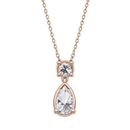 Lab-Grown Diamond Two-Stone Drop Pendant Necklace in 14K White Gold or 14K Yellow Gold