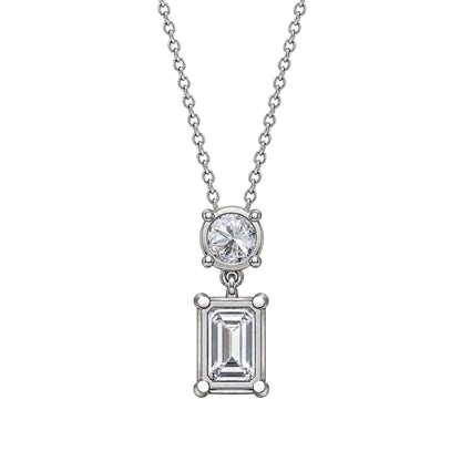 Lab-Grown Diamond Two-Stone Drop Pendant Necklace in 14K White Gold or 14K Yellow Gold