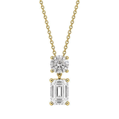 Lab-Grown Diamond Two-Stone Drop Pendant Necklace in 14K White Gold or 14K Yellow Gold