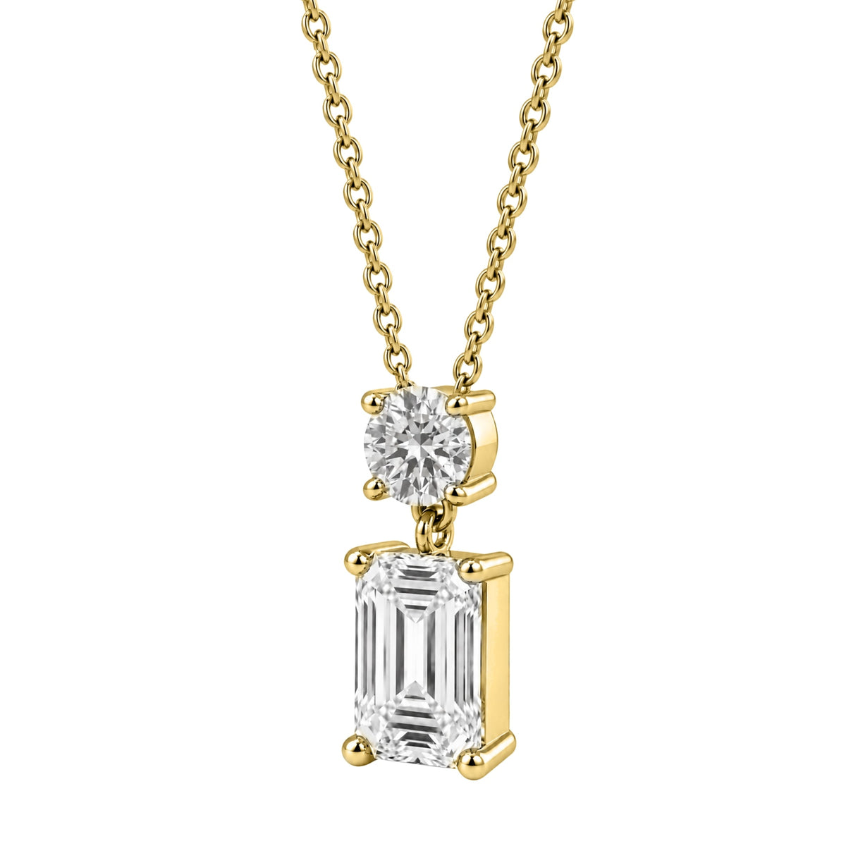 Lab-Grown Diamond Two-Stone Drop Pendant Necklace in 14K White Gold or 14K Yellow Gold