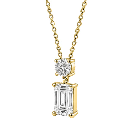 Lab-Grown Diamond Two-Stone Drop Pendant Necklace in 14K White Gold or 14K Yellow Gold