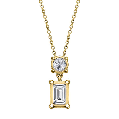 Lab-Grown Diamond Two-Stone Drop Pendant Necklace in 14K White Gold or 14K Yellow Gold