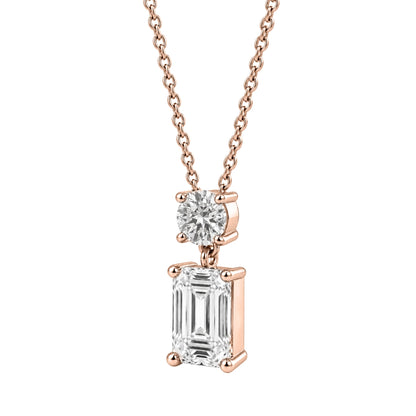 Lab-Grown Diamond Two-Stone Drop Pendant Necklace in 14K White Gold or 14K Yellow Gold