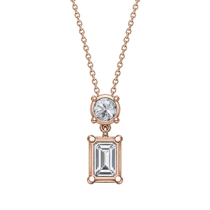 Lab-Grown Diamond Two-Stone Drop Pendant Necklace in 14K White Gold or 14K Yellow Gold