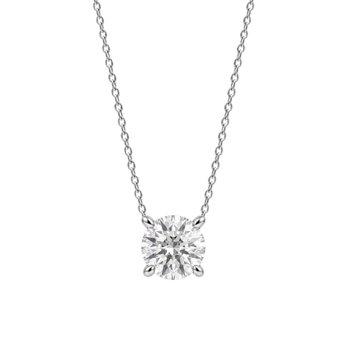 Lab-Grown Diamond Solitaire Pendant Necklace in 14K White Gold or 14K Yellow Gold