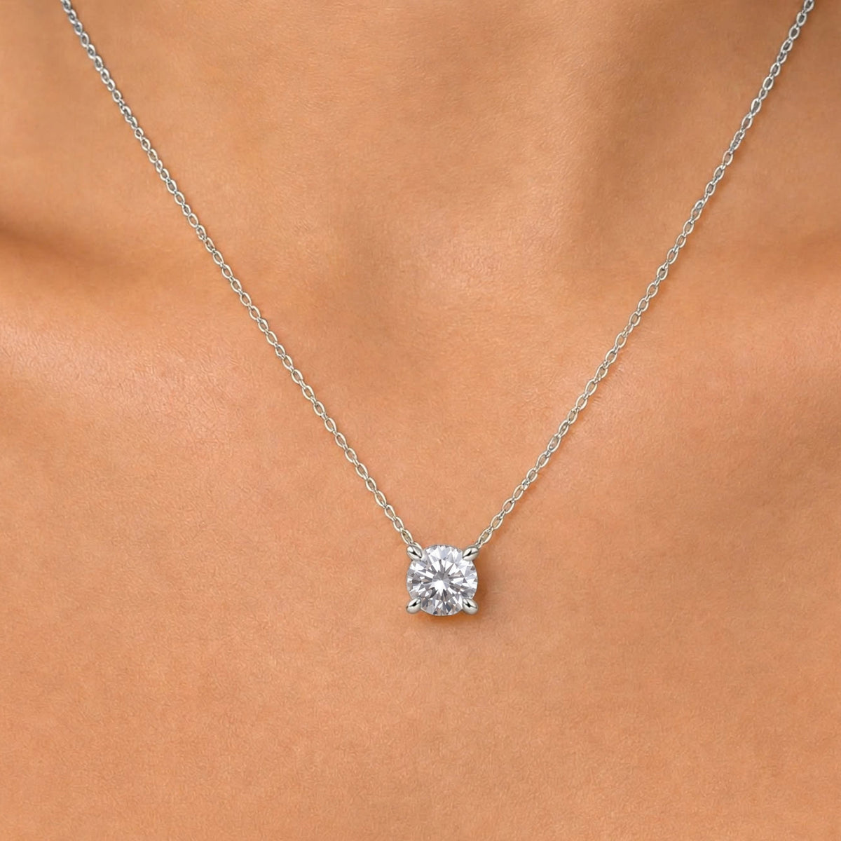 Lab-Grown Diamond Solitaire Pendant Necklace in 14K White Gold or 14K Yellow Gold
