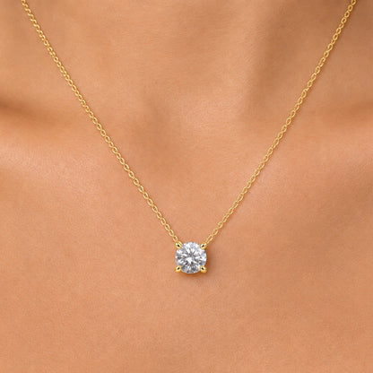 Lab-Grown Diamond Solitaire Pendant Necklace in 14K White Gold or 14K Yellow Gold
