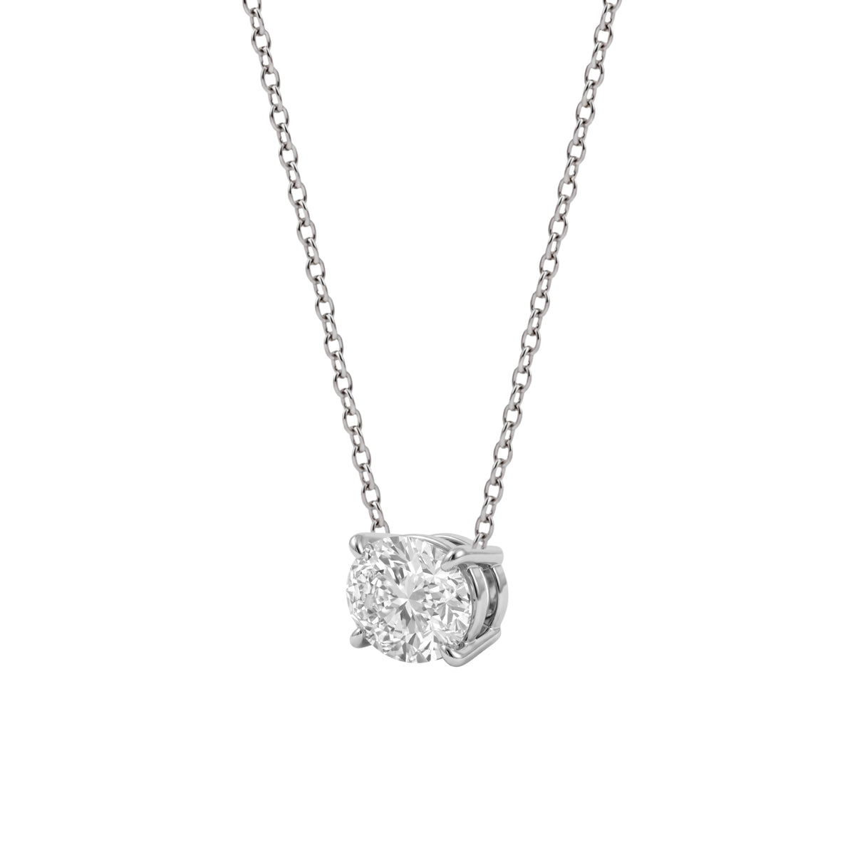 Lab-Grown Diamond Oval Solitaire Pendant Necklace in 14K White Gold or 14K Yellow Gold
