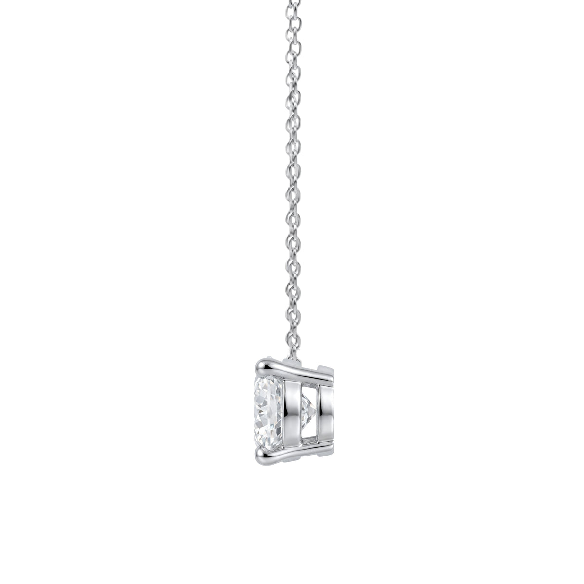 Lab-Grown Diamond Oval Solitaire Pendant Necklace in 14K White Gold or 14K Yellow Gold