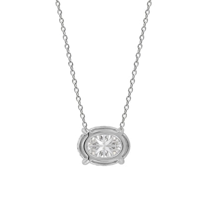 Lab-Grown Diamond Oval Solitaire Pendant Necklace in 14K White Gold or 14K Yellow Gold
