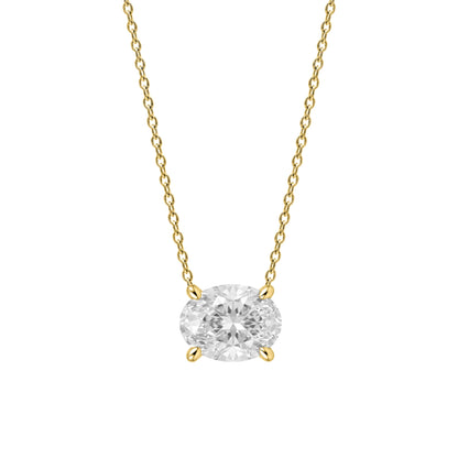 Lab-Grown Diamond Oval Solitaire Pendant Necklace in 14K White Gold or 14K Yellow Gold