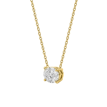 Lab-Grown Diamond Oval Solitaire Pendant Necklace in 14K White Gold or 14K Yellow Gold