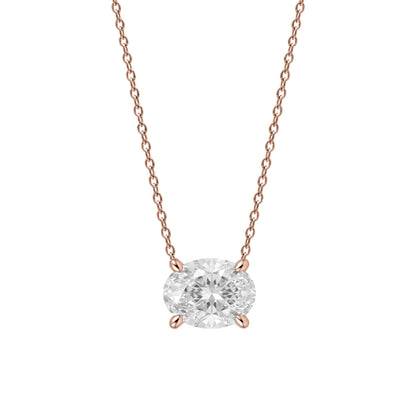 Lab-Grown Diamond Oval Solitaire Pendant Necklace in 14K White Gold or 14K Yellow Gold